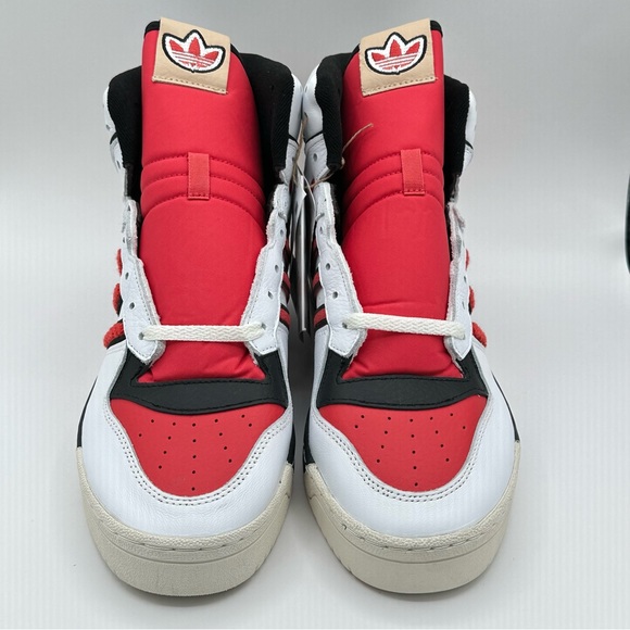 Men’s Adidas Originals Rivalry High Leather Basketball Shoes White Red Size 10.5 - Picture 2 of 9